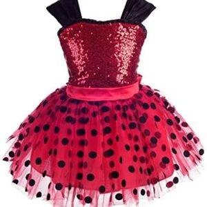 Lito Angels Vestido de Ladybug para Niña Disfraz de Mariquita Falda Tutu de Lunares Rojos Talla 2-8 Años