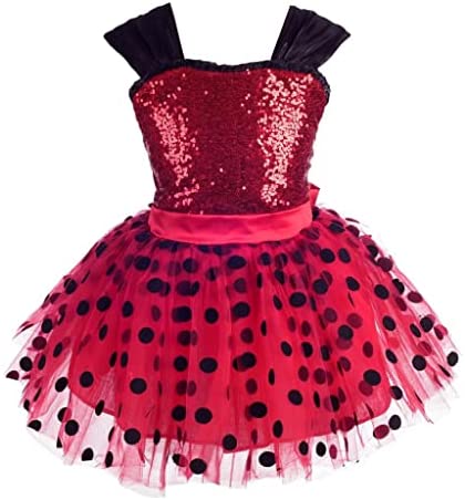 Lito Angels Vestido de Ladybug para Niña Disfraz de Mariquita Falda Tutu de Lunares Rojos Talla 2-8 Años
