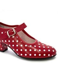 Zapato Baile sevillanas Flamenco Lunares Blancos para niña o Mujer Danka en Rojo T1551