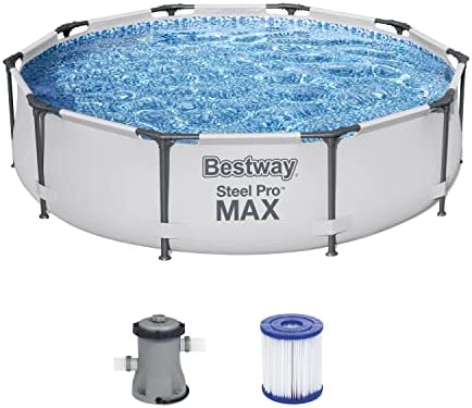 Bestway® Steel Pro MAX™ Set de Piscina con Bomba de Filtro, 305 x 76 cm, Redonda, Color Gris