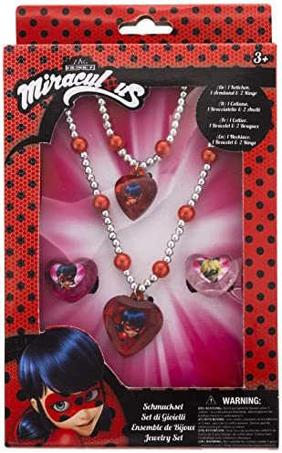 Joy Toy 65991 Miraculous Figuras & Personajes, Set de joyas: 1 pulsera de perlas, 1 collar de perlas y 2 anillos, en paquete de regalo, 12 x 4 x 18 cm, para niñas