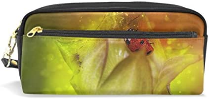 Eslifey Magic Flower Ladybug - Estuche portátil de piel sintética para lápices y lápices para niños