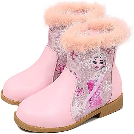 YOSICIL Niña Botas de Nieve con Forro Cálido Zapatos de Princesa Elsa Zapatos Invierno Calientes Planas Boots Antideslizante Disfraces de Carnaval Regalo de Cumpleaños EU 25-36