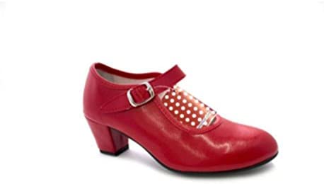 Zapato Baile sevillanas Flamenco para niña o Mujer Danka en Rojo T1554
