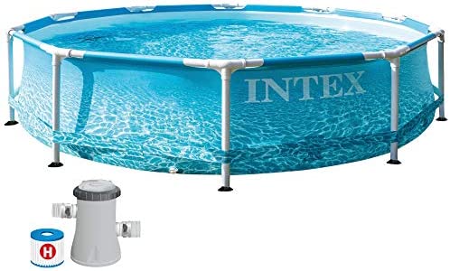Intex 55241 - Piscina desmontable redonda INTEX, piscina Metal Frame, con depuradora 1.250l/h, Ø305x76 cm, 4.485 litros, diseño fotorrealista del fondo marino, INTEX 55241