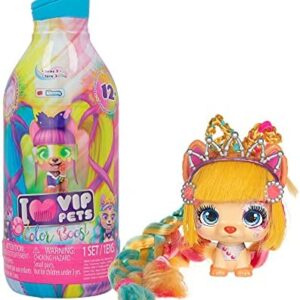 VIP PETS Color Boost S3 , Muñeca perrita Sorpresa coleccionable con Pelo largo para peinar (30cm) con Accesorios y tiza de pelo , Juguete regalo para niñas y niños +3 Años