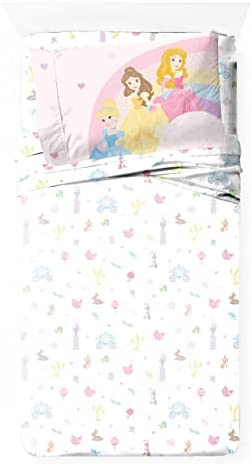 Disney Princess - Juego de sábanas individuales (100% algodón, 3 piezas)