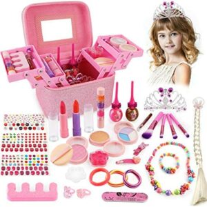 balnore Juguete de Maquillaje para niños, 34 Piezas Kit de Juguete de Maquillaje, Cosméticos Belleza Juguetes Juego de Maquillaje Lavable para Niños