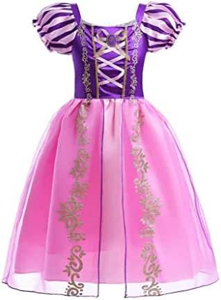 Lito Angels Disfraz de Princesa Rapunzel Vestido de Fiesta de Cumpleaños para Niña Pequeñas, Manga Corta, Púrpura Morada