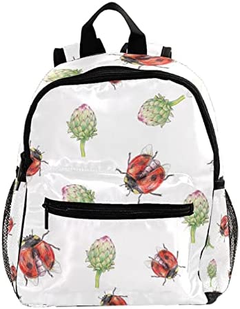 Ladybug Mochila escolar ligera para niños y niñas