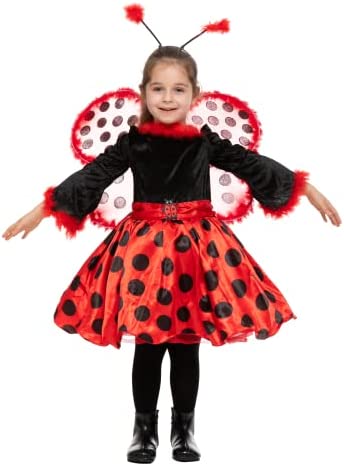 Spooktacular Creations Disfraz de Mariquita de Halloween para Niña, Disfraz con alas para Fiestas Temáticas, Cosplay, Fiesta de disfraces3T (3-4 años), Pequeño (5-7 años).