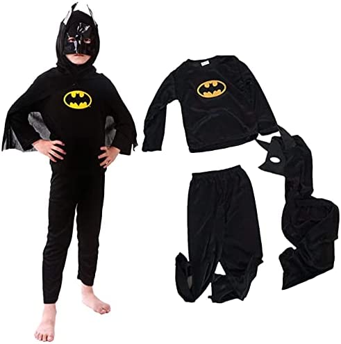 Disfraces Batman Niño Negro,Superhéroe Batman Disfraces Homecoming Halloween Navidad Traje Batman Niño Cosplay Suit, Máscara y Disfraz Independientes