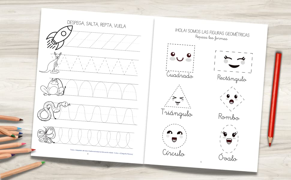 Aprender a Escribir Letras y Números para Niños de 3 a 6 años: Iniciación a  la lectoescritura (Cuaderno de Caligrafía infantil) (Caligrafía Mágica: El