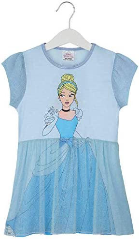 Disney Pijama Niña, Camison de Las Princesas Ariel Cenicienta Bella Jasmine o Rapunzel, Vestidos Niña para Dormir, Regalos para Niñas 2-12 Años