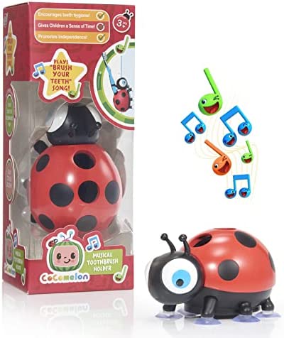 WOW! STUFF CoComelon Ladybug Juguete de aprendizaje preescolar con 'The Brush Your Teeth Song', Para niños pequeños, niñas y niños, A partir de 2 años, soporte de cepillo de dientes musical