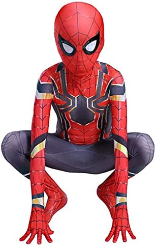 YILYMINA Disfraz infantil de Spiderman, traje de Spiderman, traje de superhéroe, disfraz de Halloween, A-110 cm