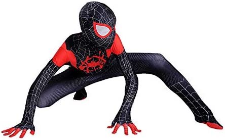 YILYMINA Disfraz infantil de Spiderman, traje de Spiderman, traje de superhéroe, disfraz de Halloween, G-120 cm
