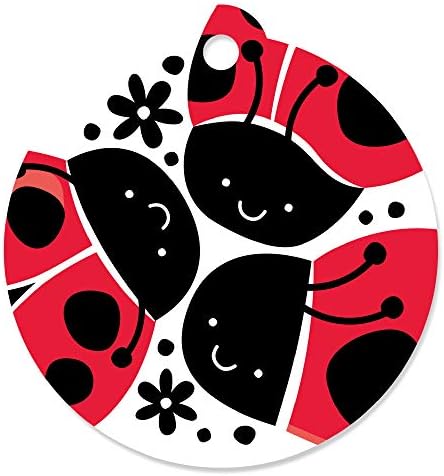 Happy Little Ladybug - Etiquetas de regalo para baby shower o fiesta de cumpleaños (juego de 20)