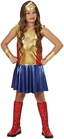 WIDMANN 01137 ? Disfraz para niños Super Hero Girl, Vestido, puños y Cabeza Joyas