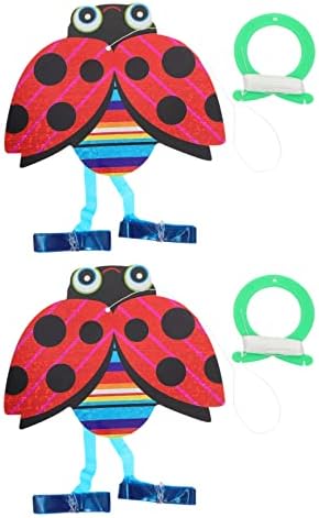 Gadpiparty 2Pcs Ladybug Kite para Niños Linda Kite de Mariquita con Herramientas de Vuelo Cometas Fáciles de Playa para Juegos Y Actividades Aire Libre