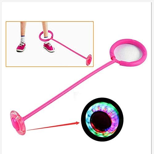 Tikwisdom Rueda intermitente LED de una sola pierna para saltar para niños, juegos al aire libre, enérgico, bola de rebote para niños, pelota de pie, bola oscilante (rosa)