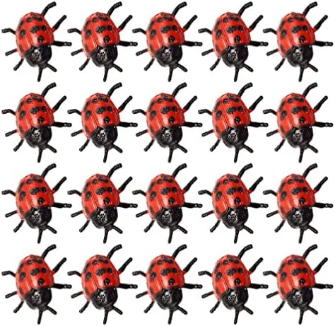 Toyvian Ladybug Figuras Prank Prop: 30Pcs Fake Ladybug Modelo Lifelike Insecto Trick Juguetes Juguetes Insectos de Miedo Insectos de Plástico para Bromas