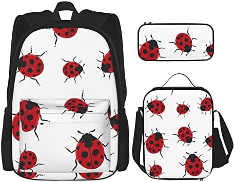 DMORJ Ladybug Prints - Bolsa de hombro de bolsillo para el almuerzo, bolsa de lápices, resistente y portátil, cómodo y hermoso producto estudiantil, Negro, Taille unique