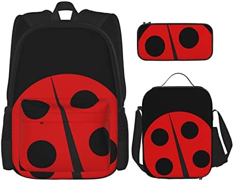 DMORJ Ladybug Prints - Bolsa de hombro de bolsillo para el almuerzo, bolsa de lápices, resistente y portátil, cómodo y hermoso producto estudiantil, Negro, Taille unique