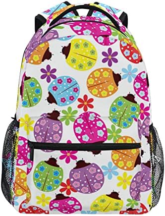 Ladybug - Mochila escolar para niños y niñas, diseño floral colorido, Como se muestra en la imagen, Taille unique