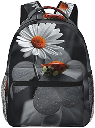 YTORA Ladybug Daisy - Mochila universitaria grande casual para laptop, mochila de viaje para niñas y niños, Negro, Taille unique